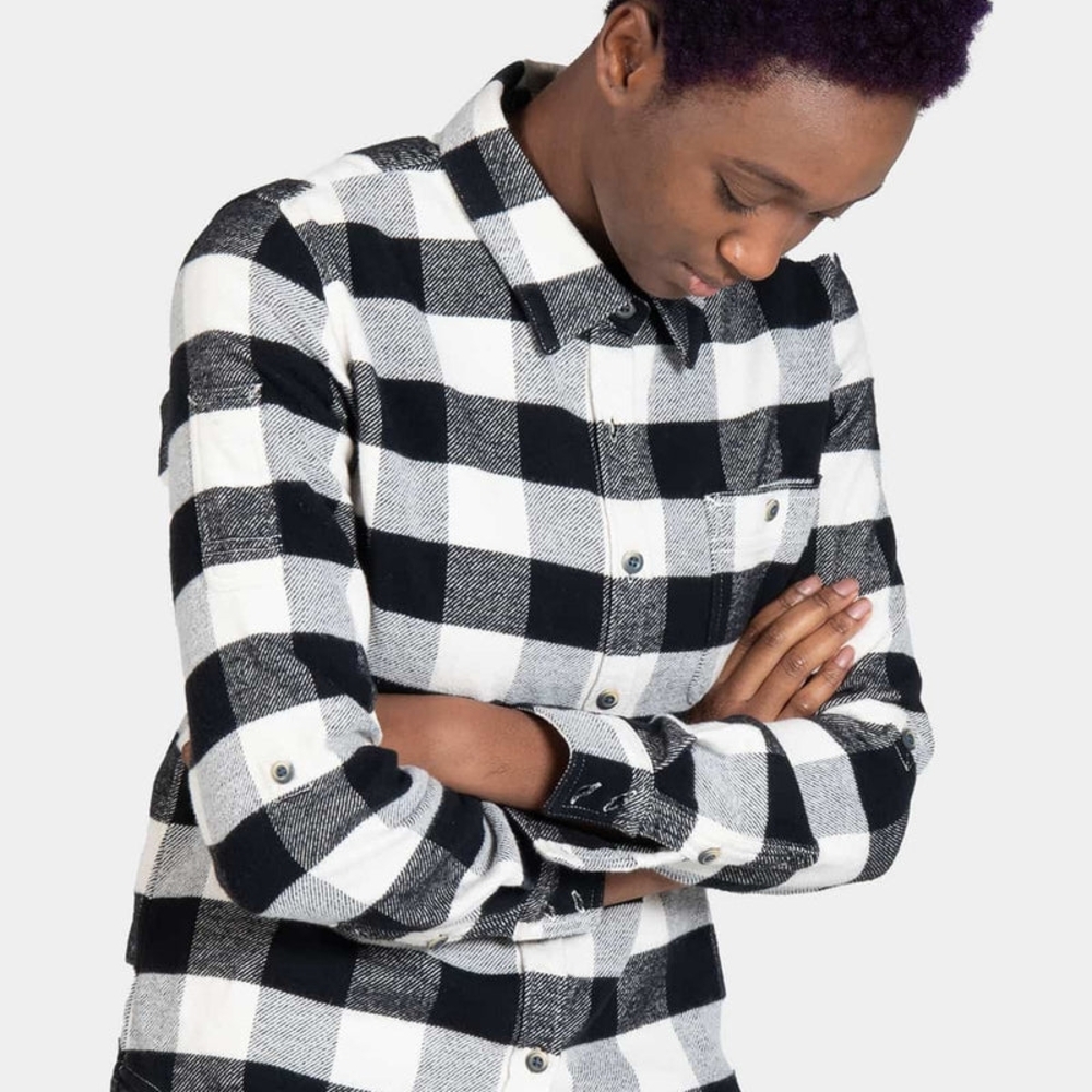 Black and White Button Down Shirt with Bold Checks